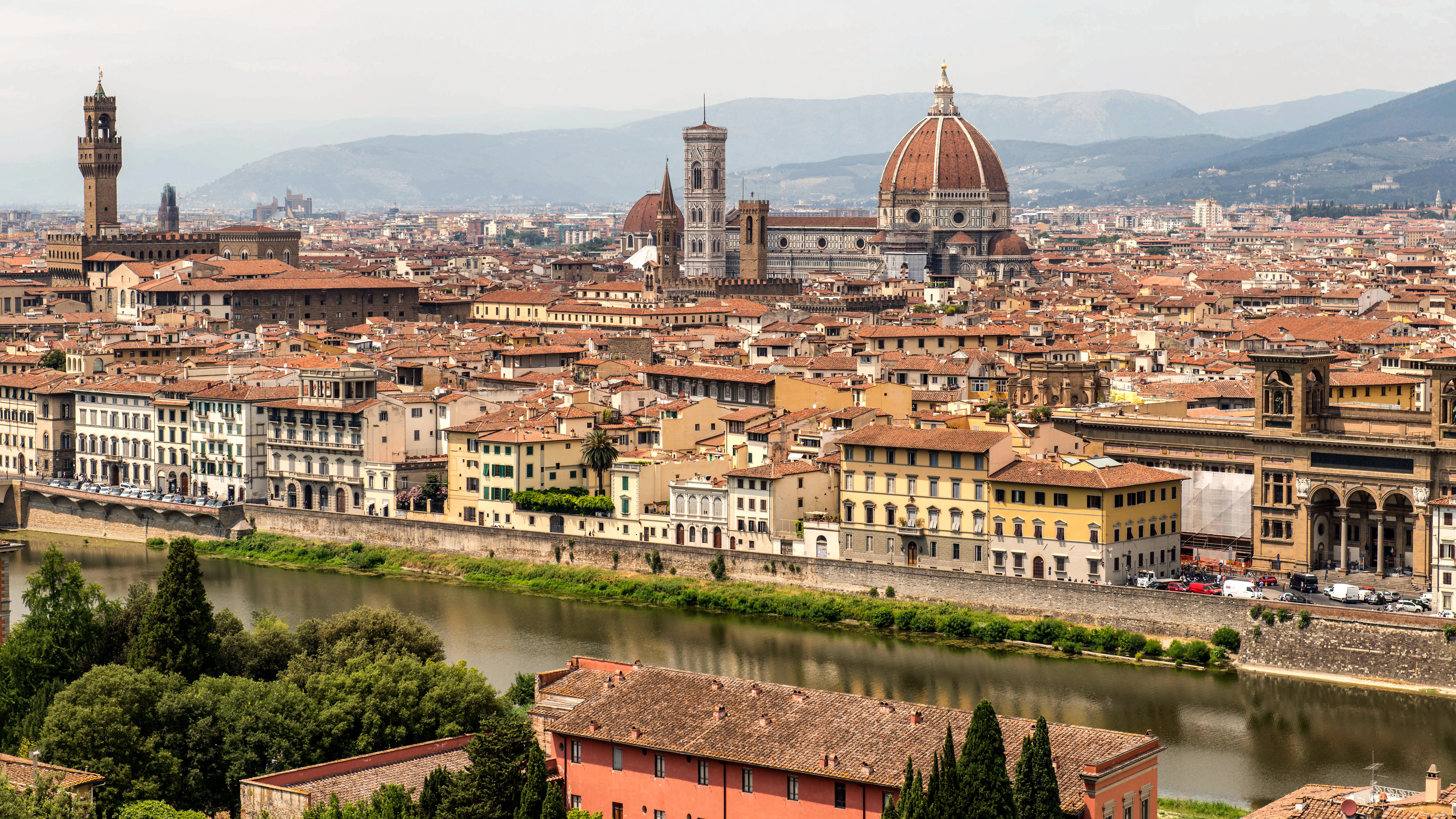 a view of a city with a river running through it