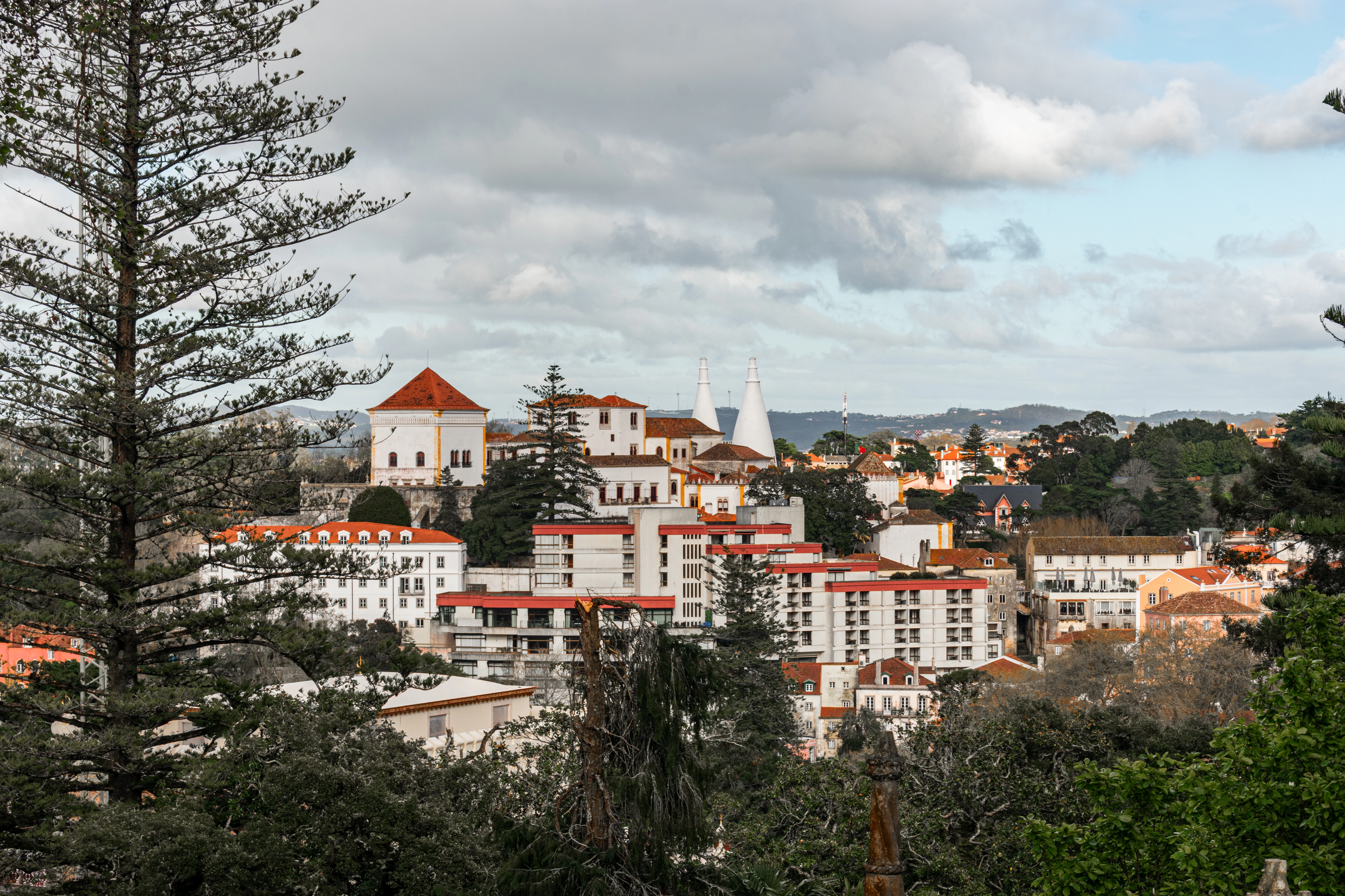 A beautiful town with red-tiled roofs.