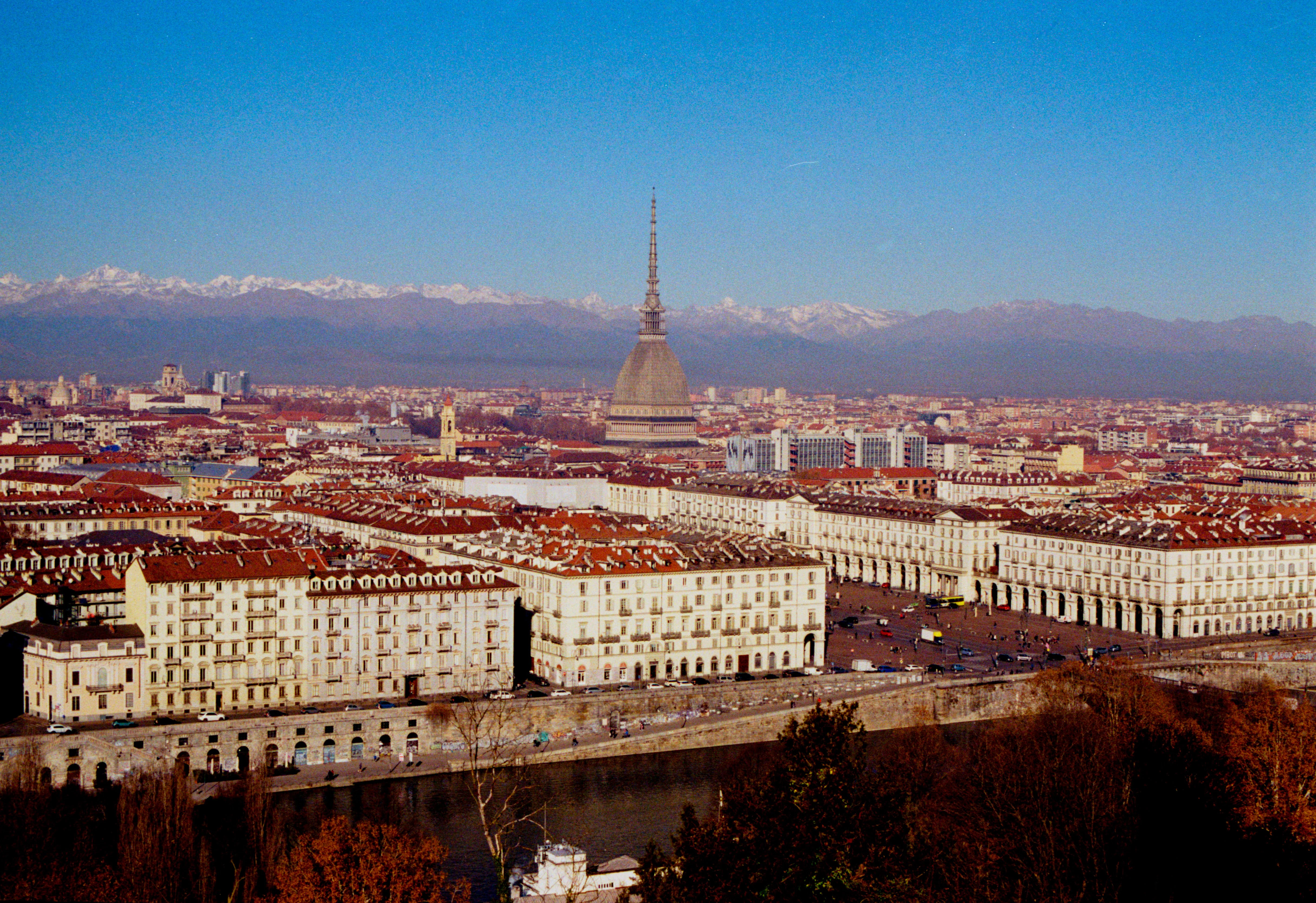 Cityscape of turin, italy, with the mole antonelliana.