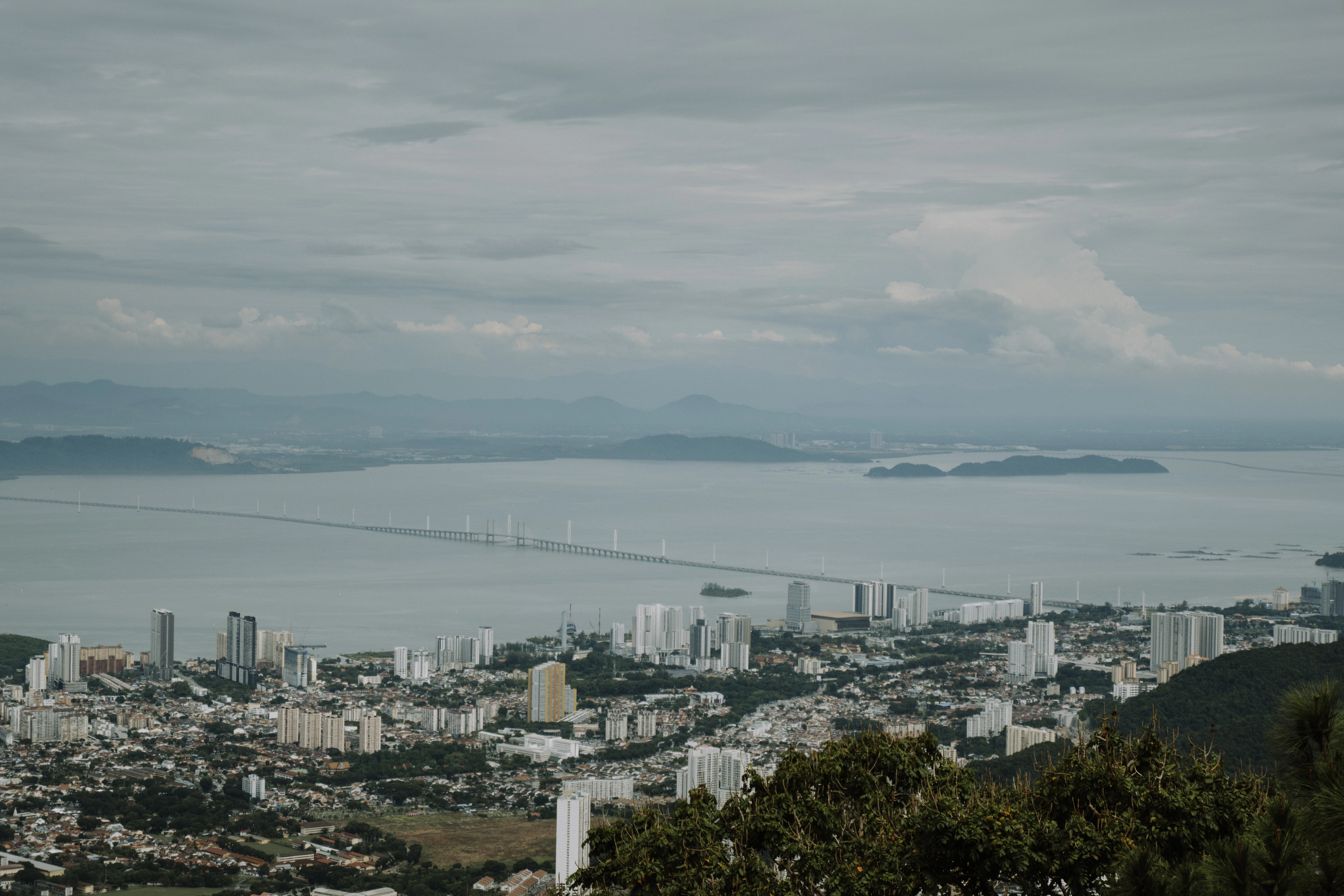 City skyline with bridge over the water