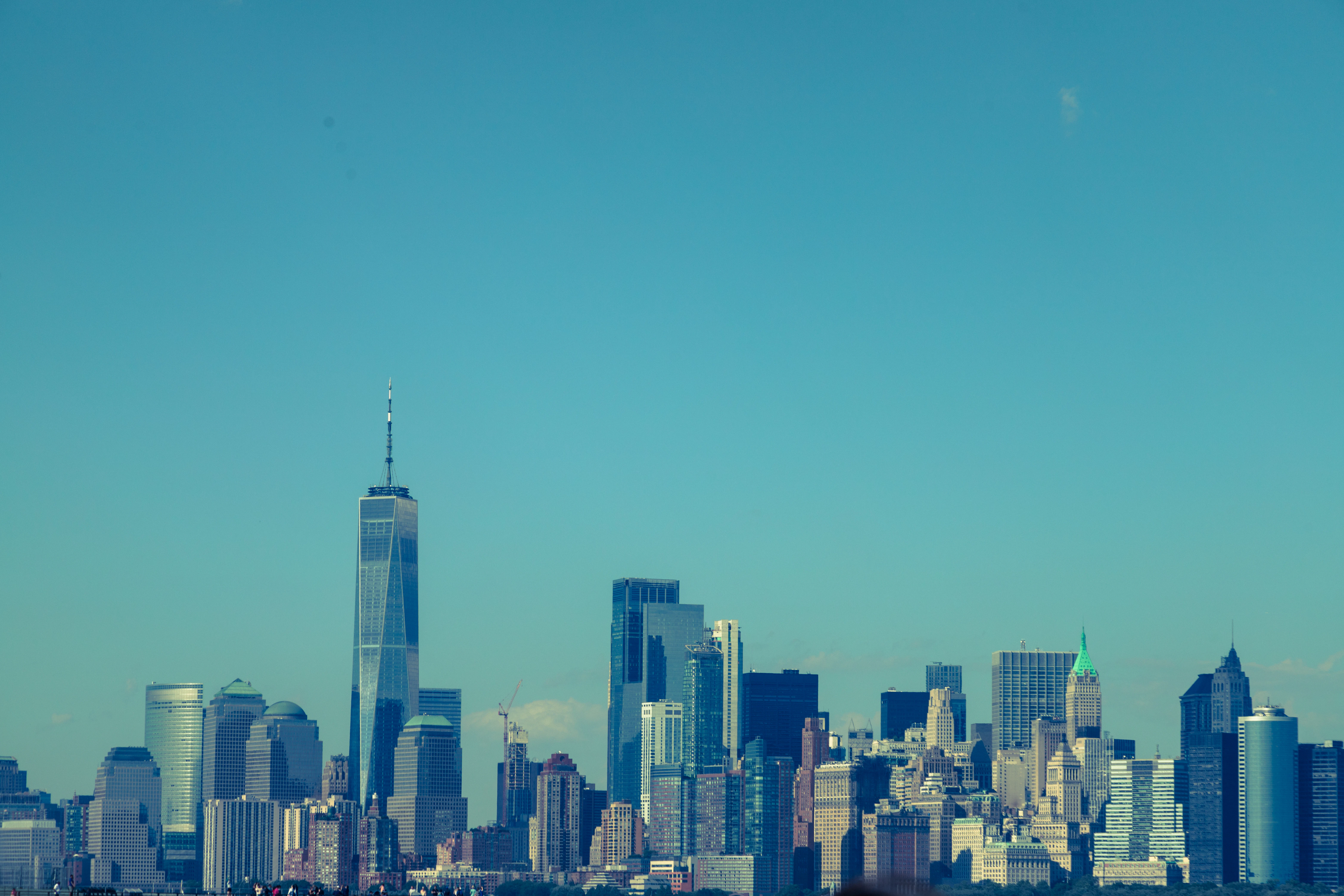 a view of a city skyline from across the water