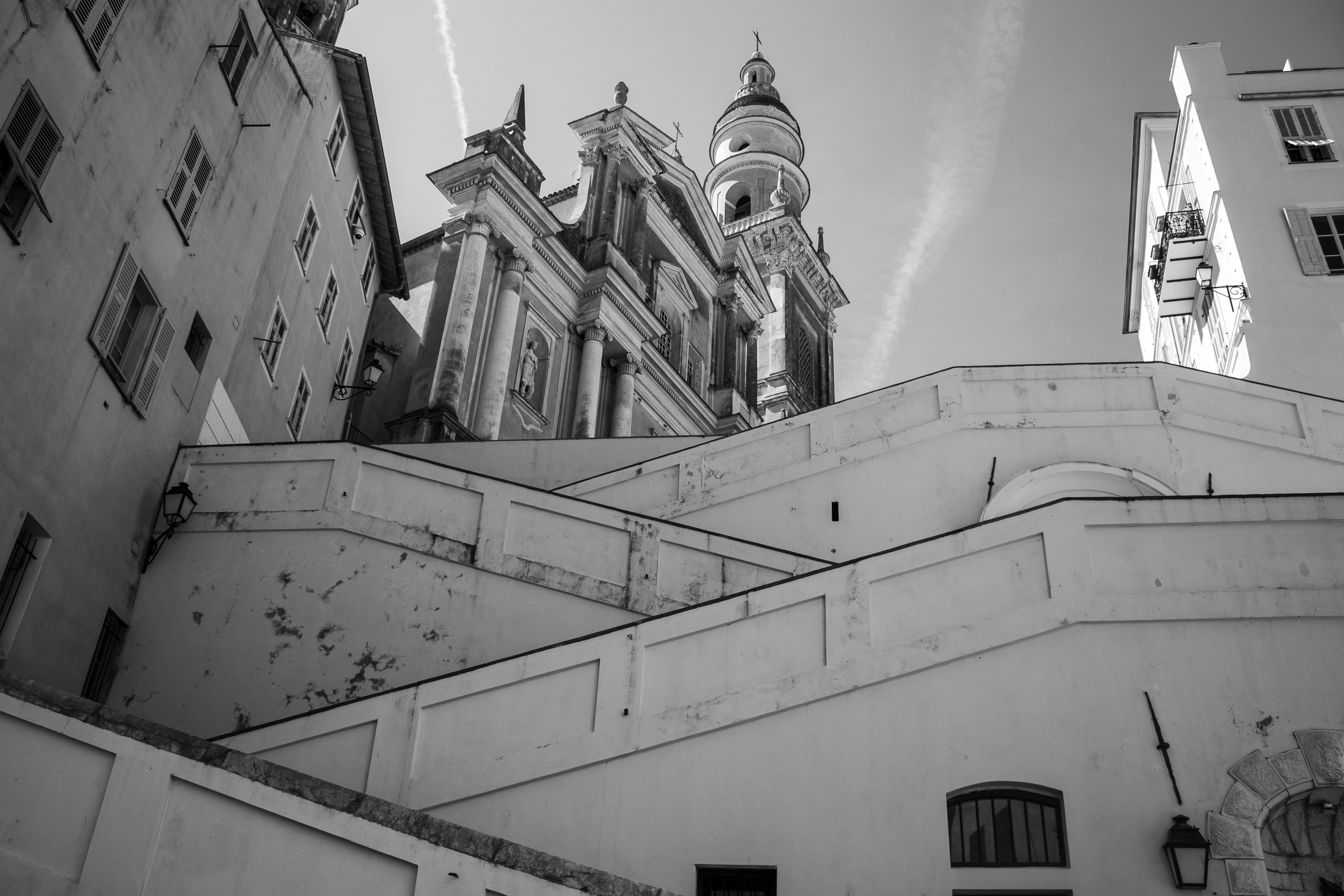 grayscale photography of castle