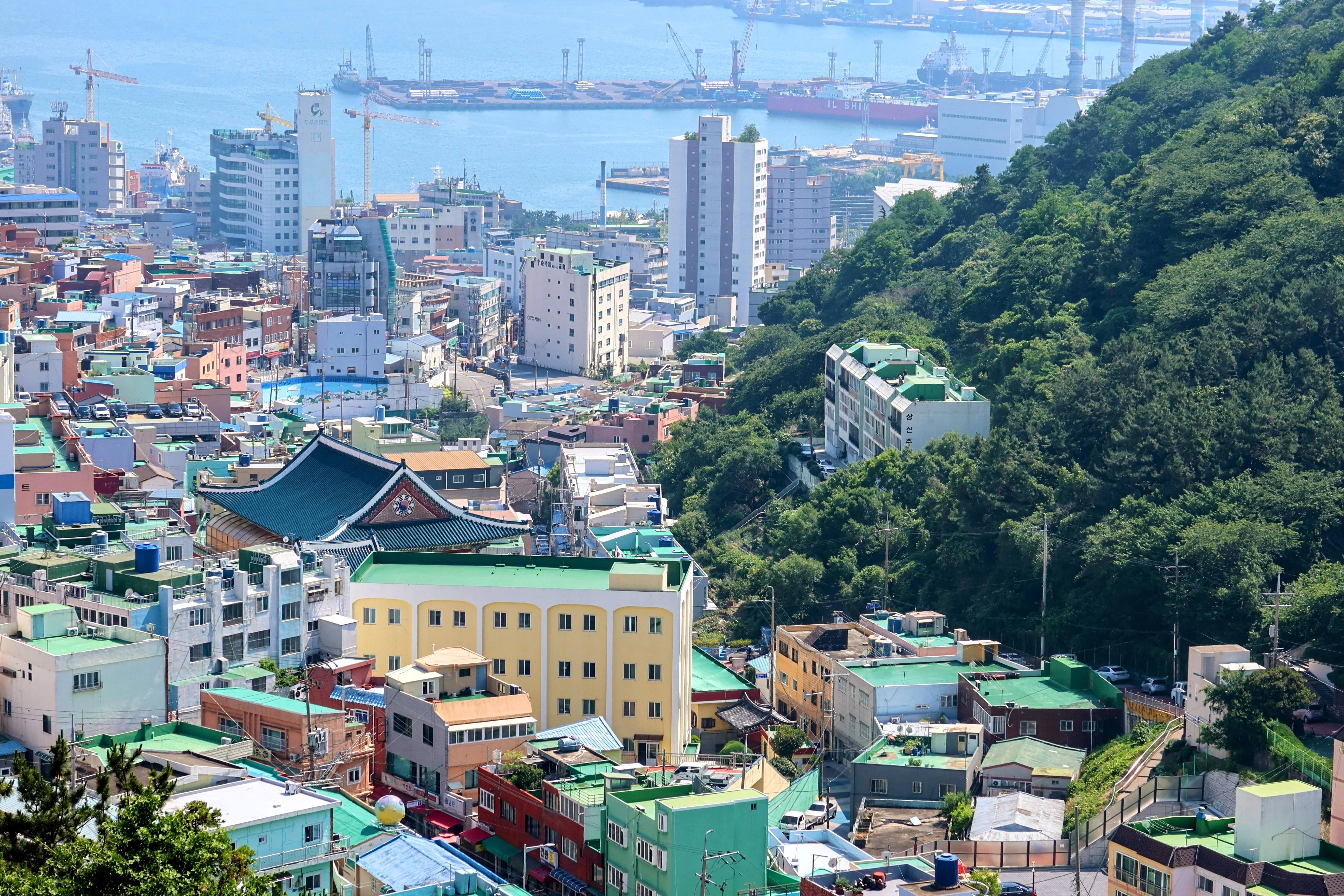 A view of a city with lots of tall buildings